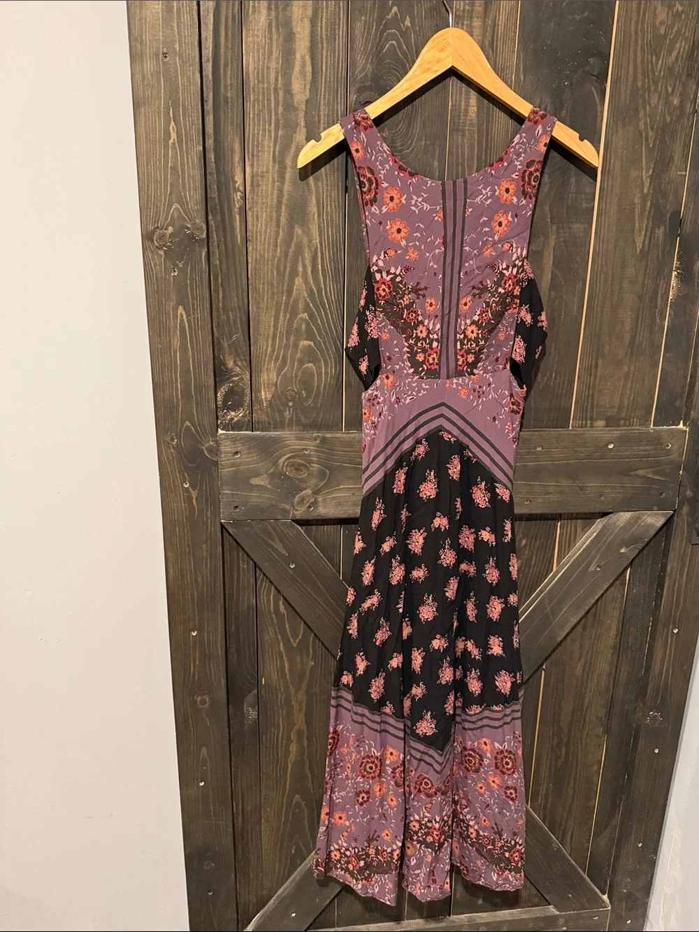 Free People Purple and Black Floral Maxi Dress